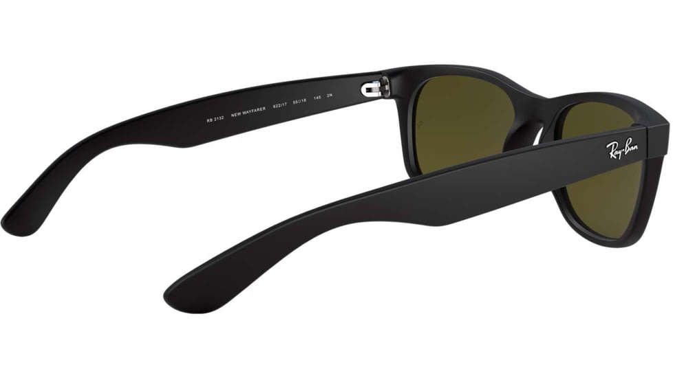 Ray-Ban RB2132 New Wayfarer Sunglasses, Rubber Black Frame, Grey Mirror Blue Lenses, 622/17-52