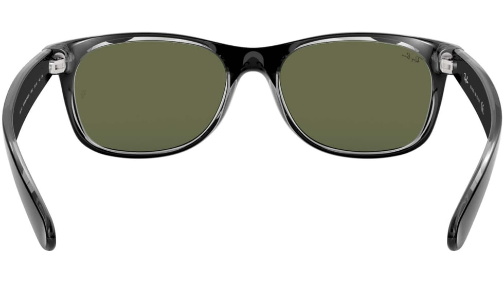 Ray-Ban RB2132 New Wayfarer Sunglasses, Top Black On Transparent Frame, Green Lenses, 6052-58