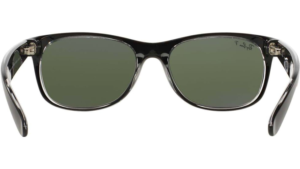 Ray-Ban RB2132 New Wayfarer Sunglasses, Top Black On Trasparent Frame, Green Polar Lenses, 605258-55