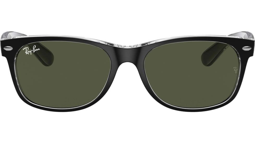 Ray-Ban RB2132 New Wayfarer Sunglasses, Top Brushed Gunmetal On Trasp Frame, Green Lenses, 6052-52