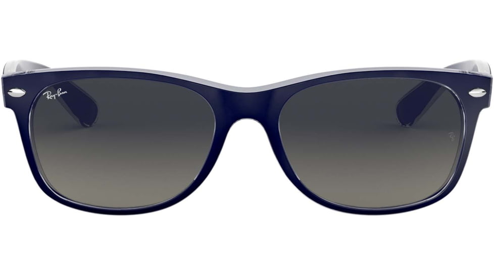 Ray-Ban RB2132 New Wayfarer Sunglasses, Top Matte Blue On Trasparent Frame, Grey Gradient Lenses, 605371-52