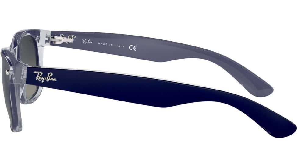 Ray-Ban RB2132 New Wayfarer Sunglasses, Top Matte Blue On Trasparent Frame, Grey Gradient Lenses, 605371-52