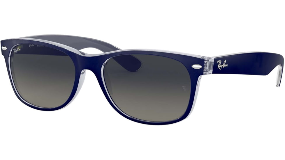 Ray-Ban RB2132 New Wayfarer Sunglasses, Top Matte Blue On Trasparent Frame, Grey Gradient Lenses, 605371-52