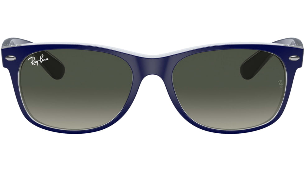 Ray-Ban RB2132 New Wayfarer Sunglasses, Top Matte Blue On Trasparent Frame, Grey Gradient Lenses, 605371-55