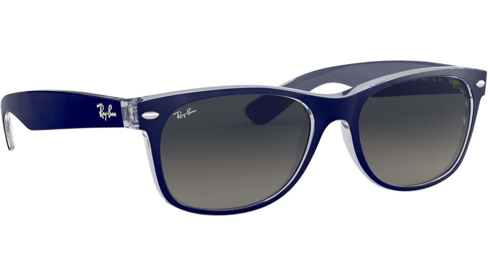 Ray-Ban RB2132 New Wayfarer Sunglasses, Top Matte Blue On Trasparent Frame, Grey Gradient Lenses, 605371-55