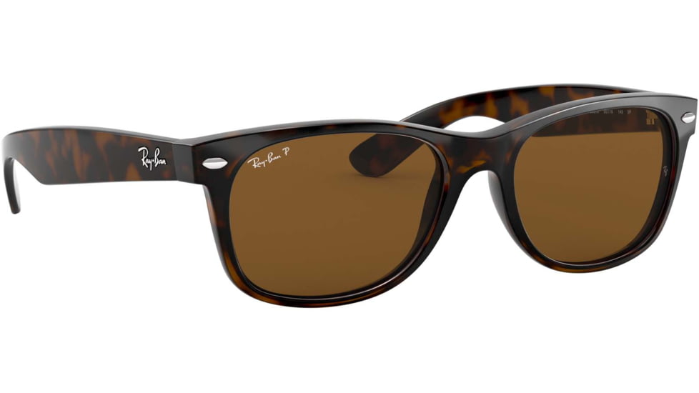 Ray-Ban RB2132 New Wayfarer Sunglasses, Tortoise Frame, Crystal Brown Polarized Lenses, 902/57-55