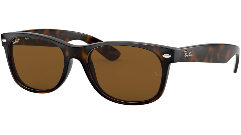 Ray-Ban RB2132 New Wayfarer Sunglasses, Tortoise Frame, Crystal Brown Polarized Lenses, 902/57-55
