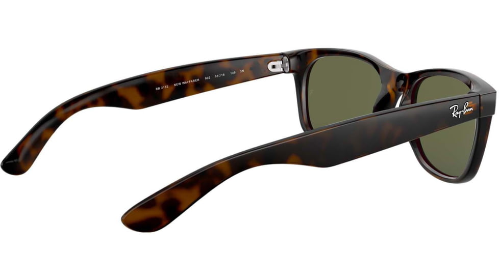 Ray-Ban RB2132 New Wayfarer Sunglasses, Tortoise Frame, Crystal Green Lenses, 902-58
