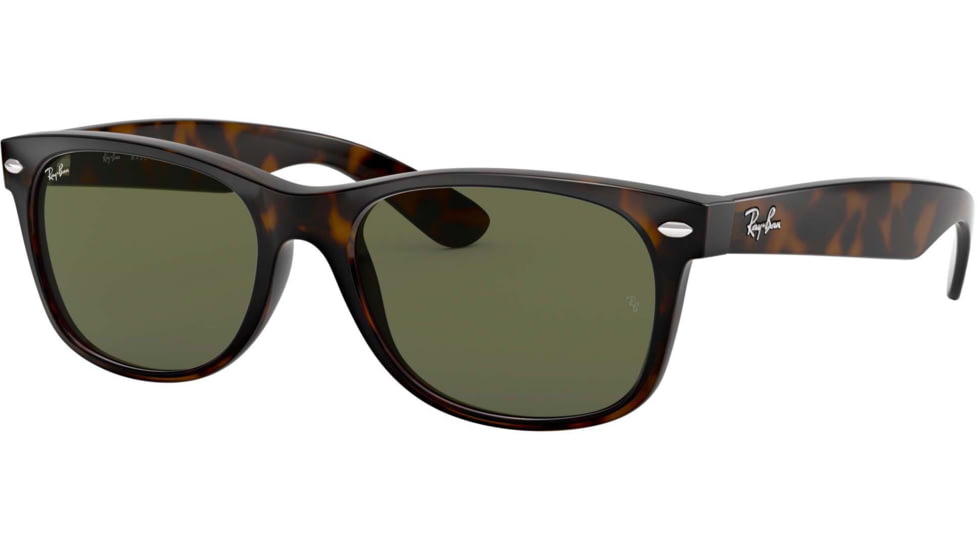Ray-Ban RB2132 New Wayfarer Sunglasses, Tortoise Frame, Crystal Green Lenses, 902-58