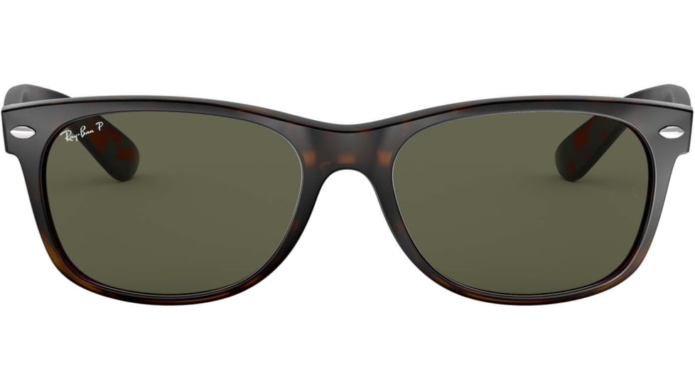Ray-Ban RB2132 New Wayfarer Sunglasses, Tortoise Frame, Crystal Green Polarized Lenses, 902/58-58