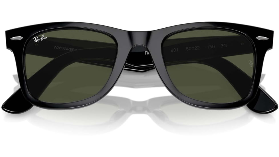 Ray-Ban RB2140 Original Wayfarer Sunglasses, Black Crystal Green Frame, 54mm Lens, 901-5418