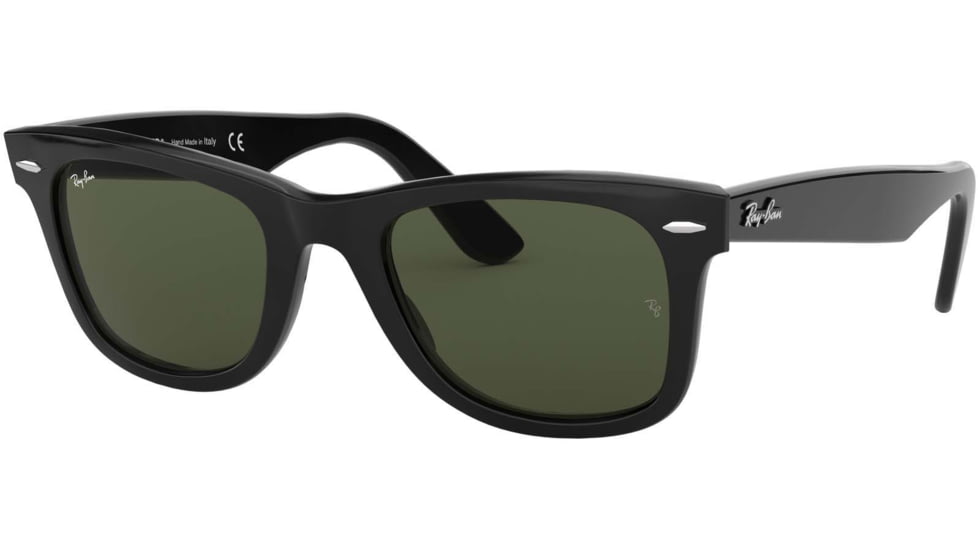 Ray-Ban RB2140 Original Wayfarer Sunglasses, Black Frame, Crystal Green Lens, 901-52