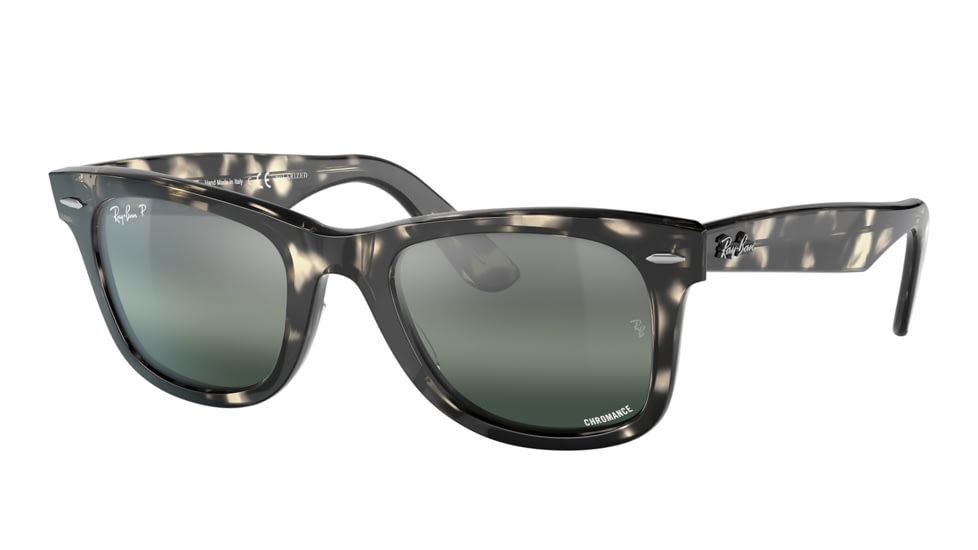 Ray-Ban RB2140 Original Wayfarer Sunglasses, Grey Havana Frame, Silver/Blue Chromance Lens, Polarized, 50, RB2140-1333G6-50