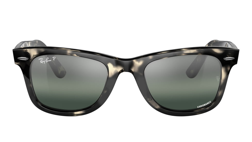 Ray-Ban RB2140 Original Wayfarer Sunglasses, Grey Havana Frame, Silver/Blue Chromance Lens, Polarized, Asian Fit, 52, RB2140F-1333G6-52