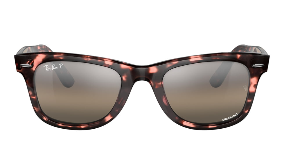 Ray-Ban RB2140 Original Wayfarer Sunglasses, Pink Havana Frame, Silver/Grey Chromance Lens, Polarized, 50, RB2140-1334G3-50