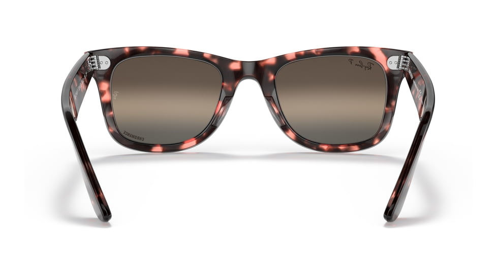 Ray-Ban RB2140 Original Wayfarer Sunglasses, Pink Havana Frame, Silver/Grey Chromance Lens, Polarized, Asian Fit, 52, RB2140F-1334G3-52
