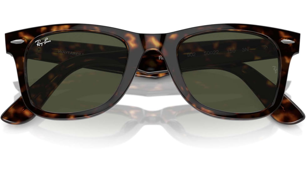 Ray-Ban RB2140 Original Wayfarer Sunglasses, Tortoise Frame, Crystal Green 50mm Lens, 902-5022