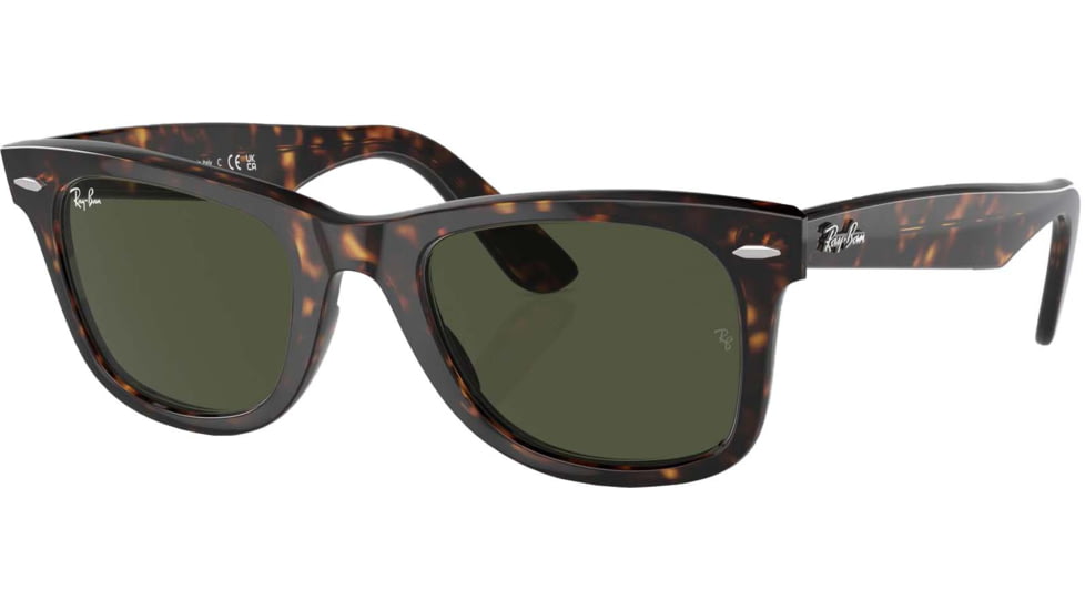 Ray-Ban RB2140 Original Wayfarer Sunglasses, Tortoise Frame, Crystal Green 50mm Lens, 902-5022