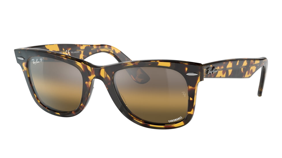Ray-Ban RB2140 Original Wayfarer Sunglasses, Yellow Havana Frame, Silver/Brown Chromance Lens, Polarized, 50, RB2140-1332G5-50