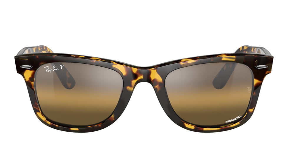 Ray-Ban RB2140 Original Wayfarer Sunglasses, Yellow Havana Frame, Silver/Brown Chromance Lens, Polarized, Asian Fit, 52, RB2140F-1332G5-52
