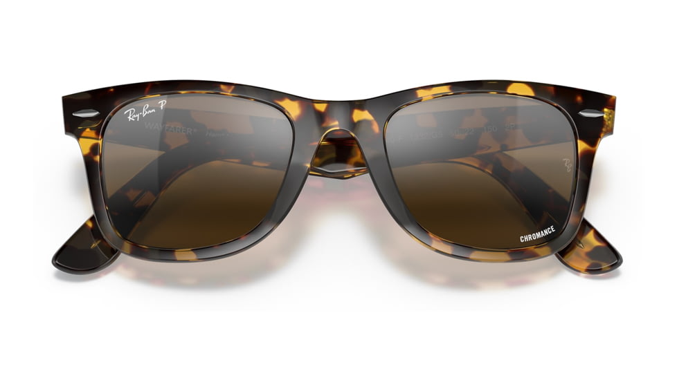 Ray-Ban RB2140 Original Wayfarer Sunglasses, Yellow Havana Frame, Silver/Brown Chromance Lens, Polarized, Asian Fit, 52, RB2140F-1332G5-52