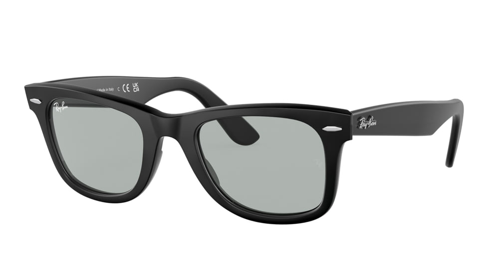 Ray-Ban RB2140 Wayfarer Sunglasses, Matte Black Frame, Light Grey Lens, Asian Fit, 52, RB2140F-601SR5-52