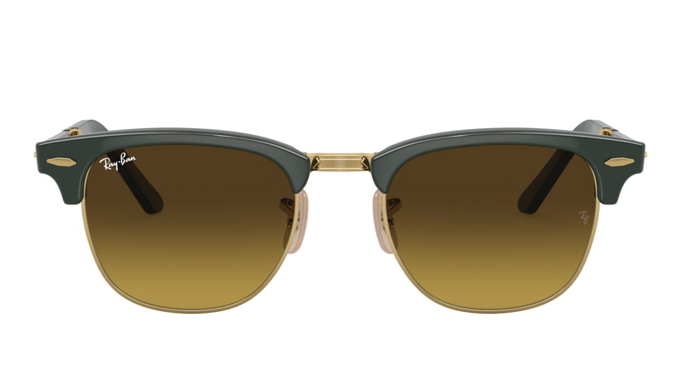 Ray-Ban RB2176 Clubmaster Folding Sunglasses, Green On Arista Frame, Gradient Brown Lens, 51, RB2176-136885-51