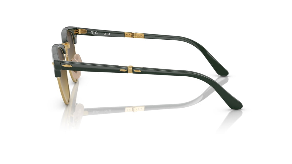 Ray-Ban RB2176 Clubmaster Folding Sunglasses, Green On Arista Frame, Gradient Brown Lens, 51, RB2176-136885-51
