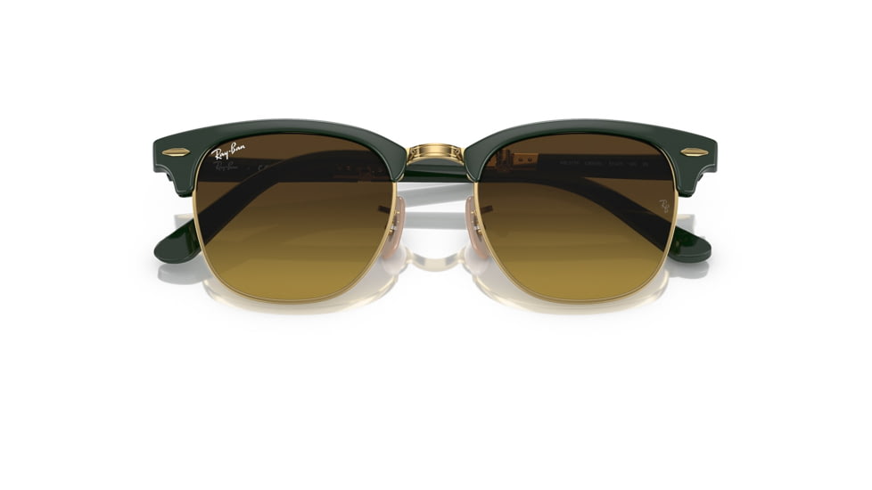 Ray-Ban RB2176 Clubmaster Folding Sunglasses, Green On Arista Frame, Gradient Brown Lens, 51, RB2176-136885-51