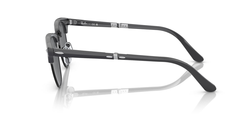Ray-Ban RB2176 Clubmaster Folding Sunglasses, Grey On Black Frame, Dark Grey Lens, 51, RB2176-1367B1-51