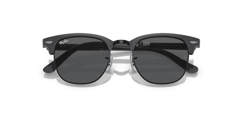Ray-Ban RB2176 Clubmaster Folding Sunglasses, Grey On Black Frame, Dark Grey Lens, 51, RB2176-1367B1-51
