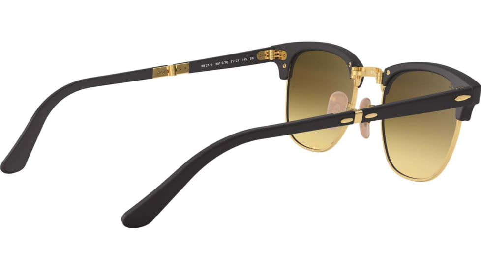 Ray-Ban RB2176 Clubmaster Folding Sunglasses, Matte Black Frame, Blu Flash Gradient Lenses, 901S7Q-51