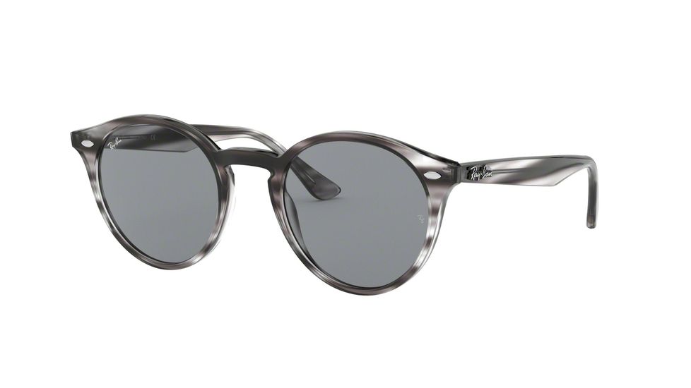 Ray-Ban RB2180F Progressive Prescription Sunglasses, 49mm, Striped Grey Havana, RB2180F-643087-49-PRO
