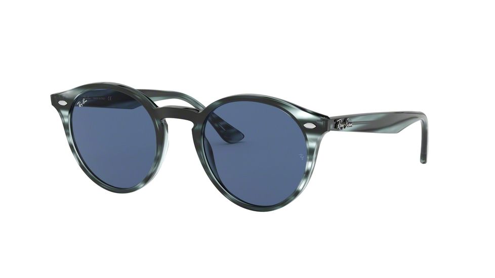 Ray-Ban RB2180F Progressive Prescription Sunglasses, 49mm, Striped Blue Havana, RB2180F-643280-49-PRO