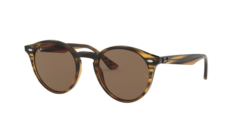 Ray-Ban RB2180F Progressive Prescription Sunglasses, 49mm, Striped Red Havana, RB2180F-820-73-49-PRO