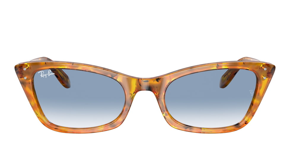 Ray-Ban RB2299 Lady Burbank Sunglasses - Womens, Amber Tortoise Frame, Clear Gradient Blue Lens, 55, RB2299-13423F-55