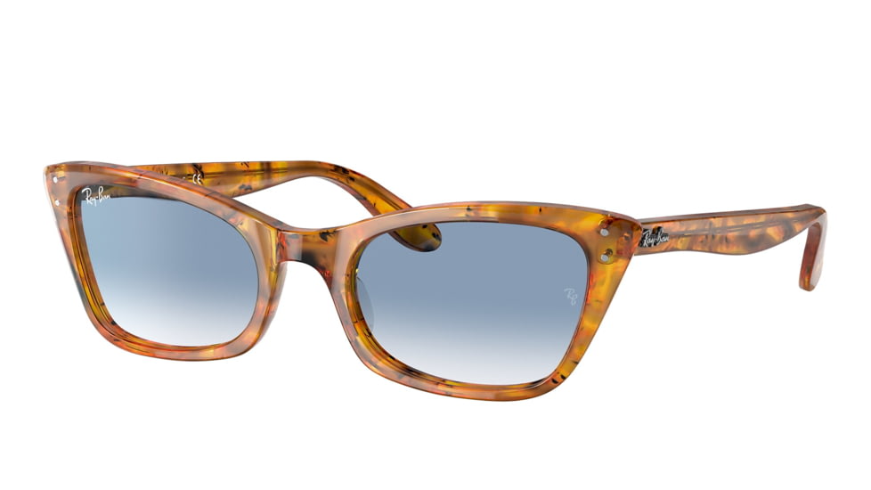 Ray-Ban RB2299 Lady Burbank Sunglasses - Womens, Amber Tortoise Frame, Clear Gradient Blue Lens, 55, RB2299-13423F-55