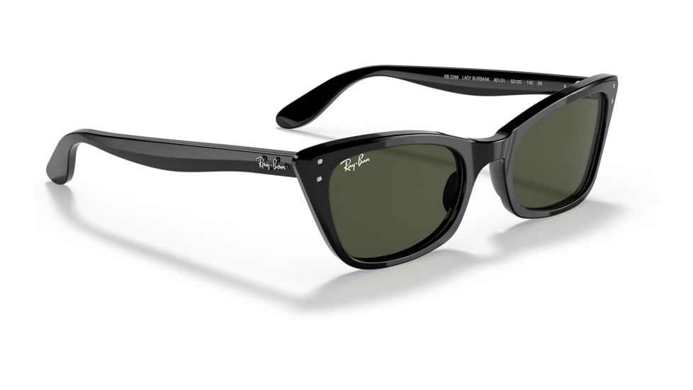 Ray-Ban RB2299 Lady Burbank Sunglasses - Women's, Black Frame, Green Lens, 55, RB2299-901-31-55
