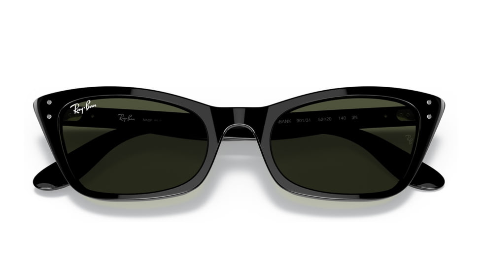 Ray-Ban RB2299 Lady Burbank Sunglasses - Womens, Black Frame, Green Lens, 55, RB2299-901-31-55