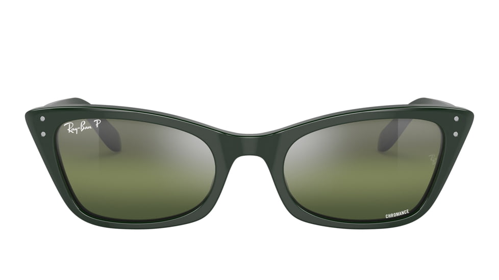 Ray-Ban RB2299 Lady Burbank Sunglasses - Womens, Green Frame, Dark Green Grad Mirror Polarized Lens, 55, RB2299-6659G4-55
