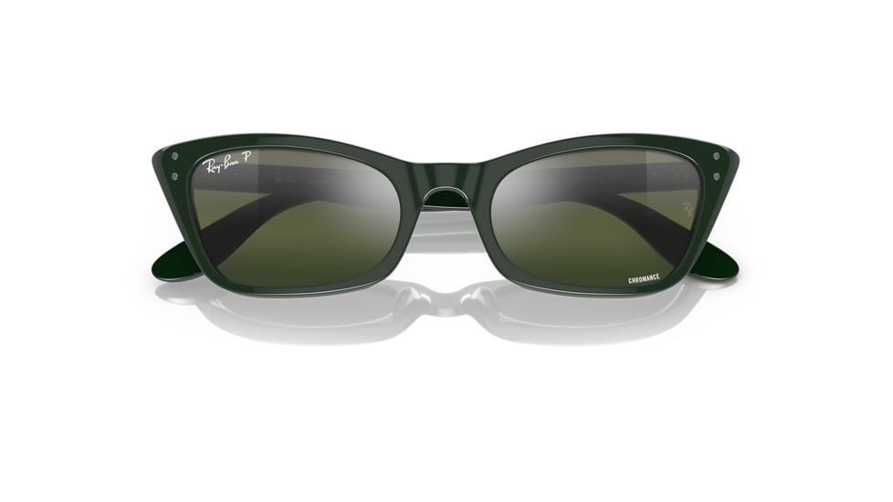 Ray-Ban RB2299 Lady Burbank Sunglasses - Womens, Green Frame, Dark Green Grad Mirror Polarized Lens, 55, RB2299-6659G4-55