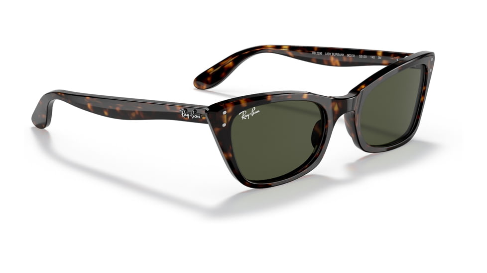 Ray-Ban RB2299 Lady Burbank Sunglasses - Womens, Havana Frame, Green Lens, 55, RB2299-902-31-55