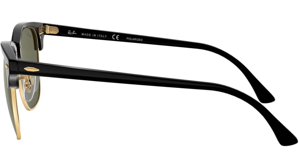 Ray-Ban RB3016 Clubmaster Sunglasses, Black Crystal Green P Frame, Polarized 49 mm Diameter Lenses, 901-58-4921