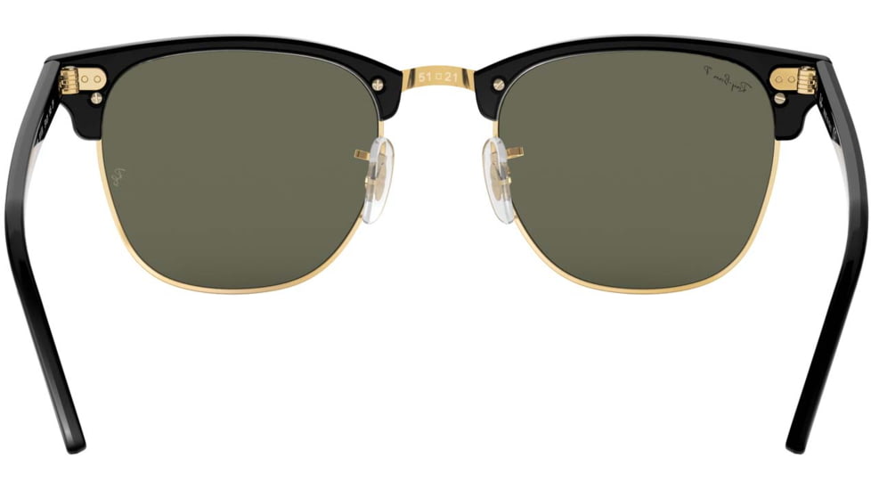 Ray-Ban RB3016 Clubmaster Sunglasses, Black Crystal Green P Frame, Polarized 49 mm Diameter Lenses, 901-58-4921