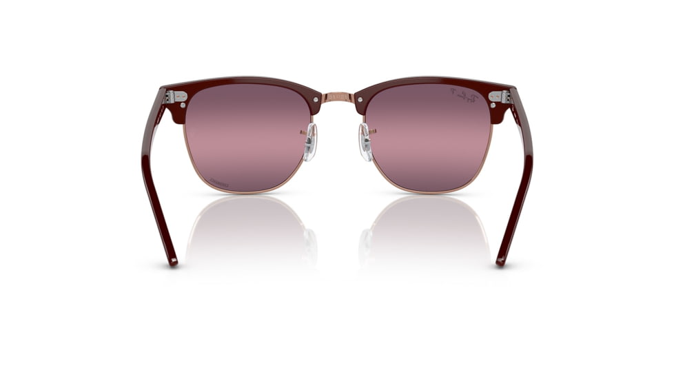 Ray-Ban RB3016 Clubmaster Sunglasses, Bordeaux On Rose Gold Frame, Red Mirror Polarized Lens, 49, RB3016-1365G9-49