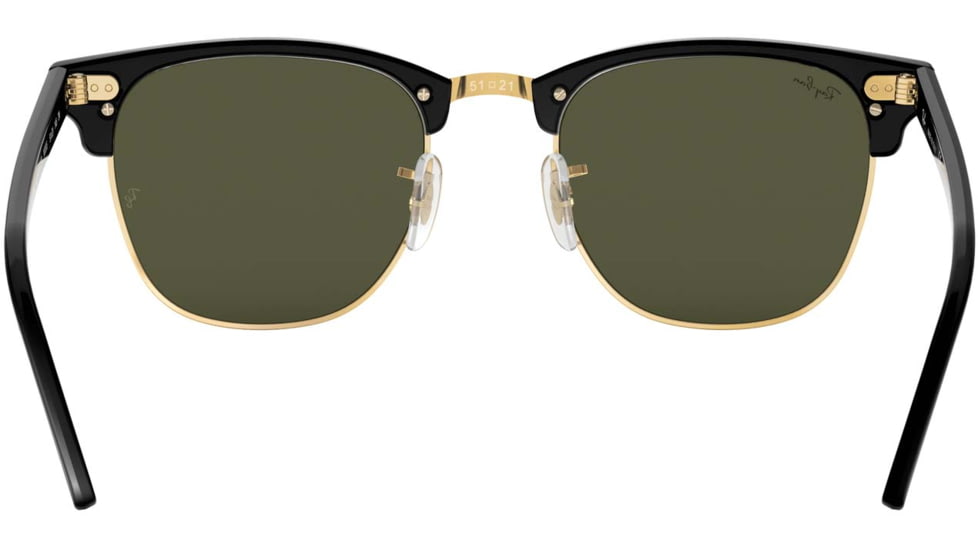 Ray-Ban RB3016 Clubmaster Sunglasses, Ebony/Arista Crystal Green Frame, 51 mm Diameter Lenses, W0365-5121
