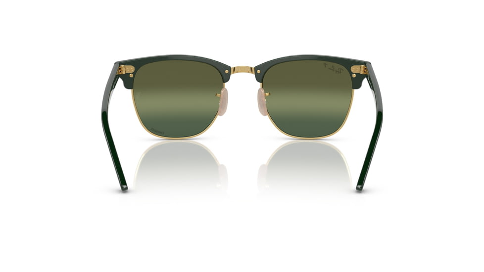 Ray-Ban RB3016 Clubmaster Sunglasses, Green On Arista Frame, Dark Green Mirror Polarized Lens, 49, RB3016-1368G4-49