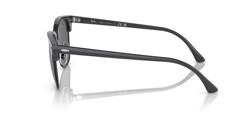 Ray-Ban RB3016 Clubmaster Sunglasses, Grey On Black Frame, Dark Grey Lens, 49, RB3016-1367B1-49