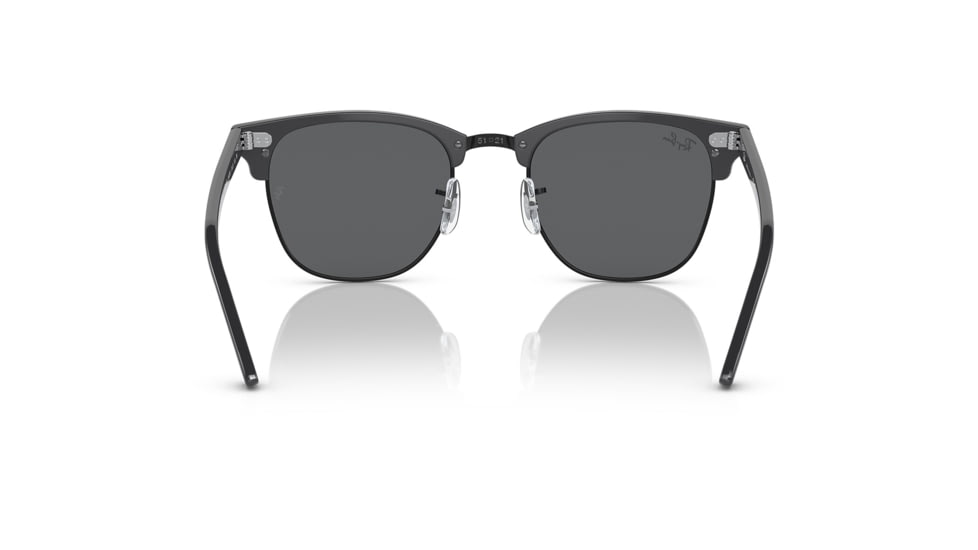 Ray-Ban RB3016 Clubmaster Sunglasses, Grey On Black Frame, Dark Grey Lens, 49, RB3016-1367B1-49