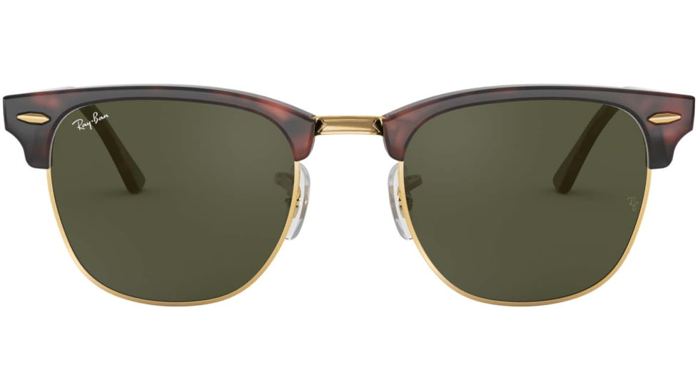 Ray-Ban RB3016 Clubmaster Sunglasses, Mock Tortoise/Arista Crystal Green Frame, 51 mm Diameter Lenses, W0366-5121
